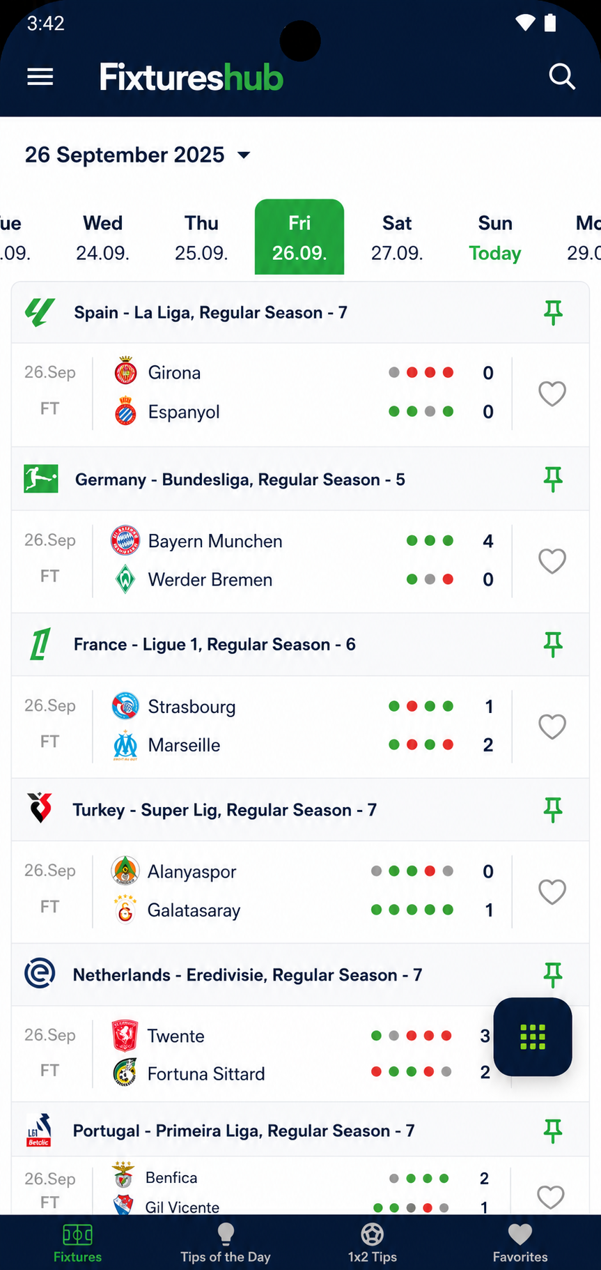 Fixtures Hub mobile app screenshot